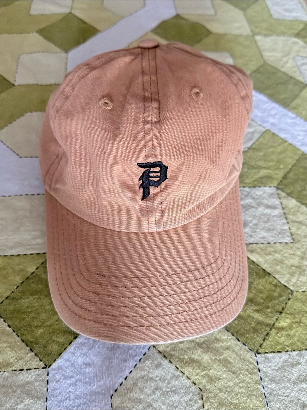 Primitive Dirty P Tan Baseball Cap with Embroidered 'P'